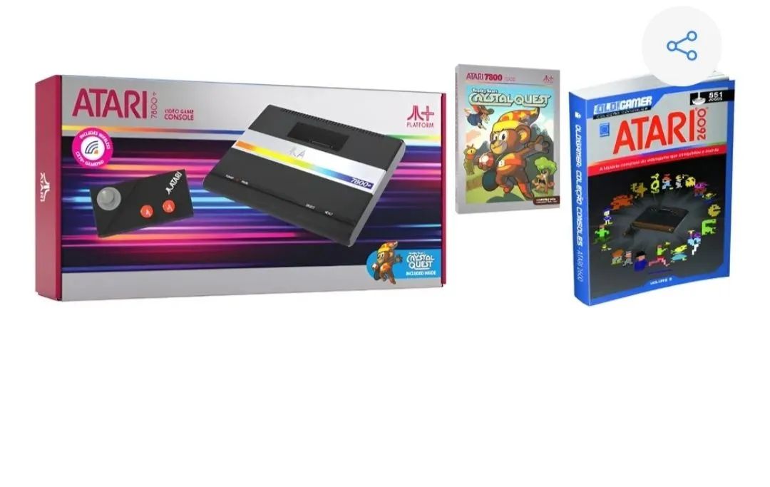 Atari 7800+ Grátis Jogo Crystal Cast Livro Atari 