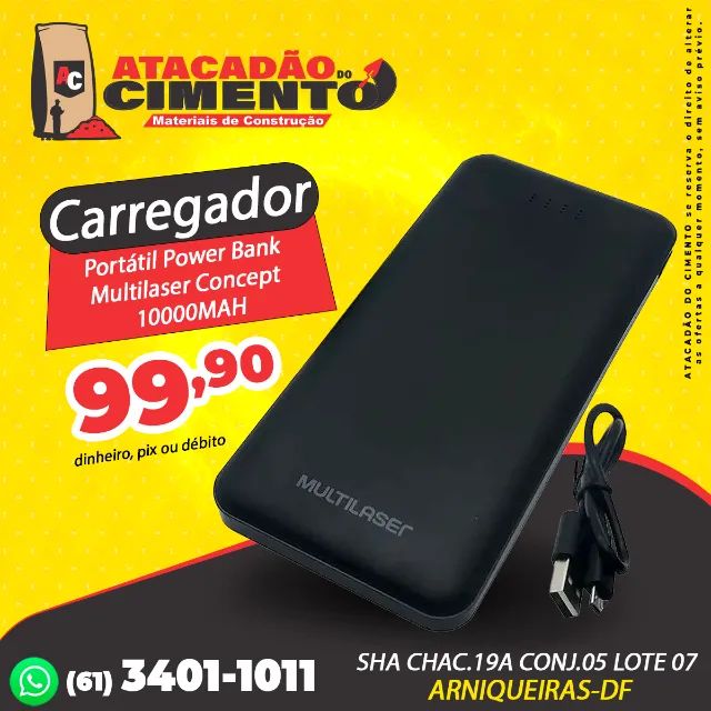 Carregador Portátil Power Bank Multilaser Concept 10000MAH 