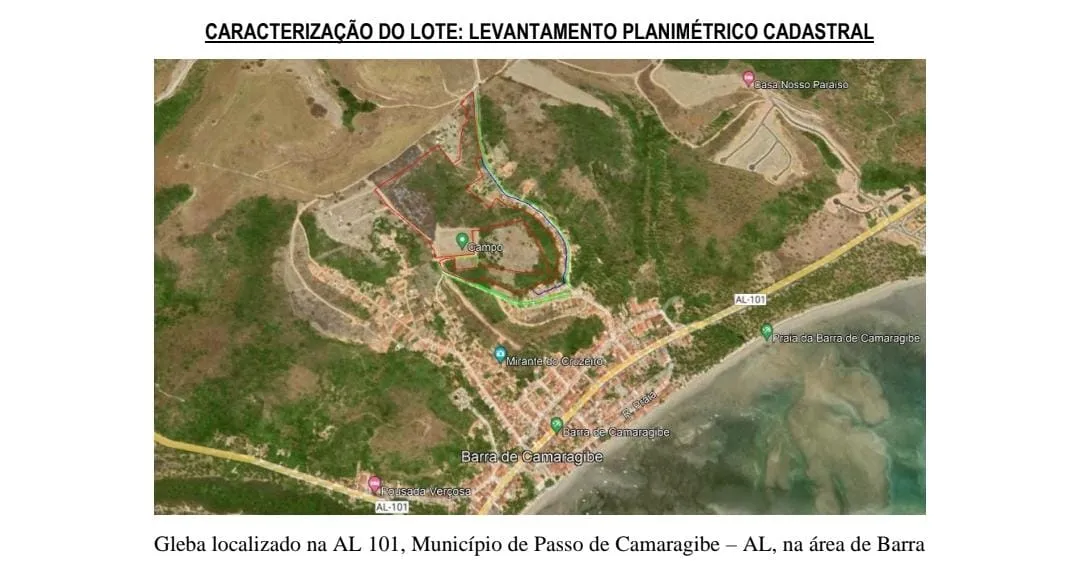 Área para venda possui 81.713 mil m² em Centro - Passo de Camaragibe - AL