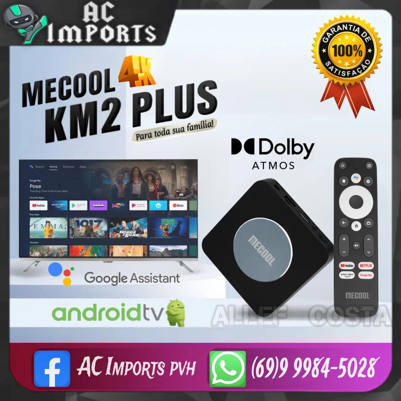 TV BO'X MECOOL KM2 PLUS 4K (Original lacrado) 90 dias de garantia 