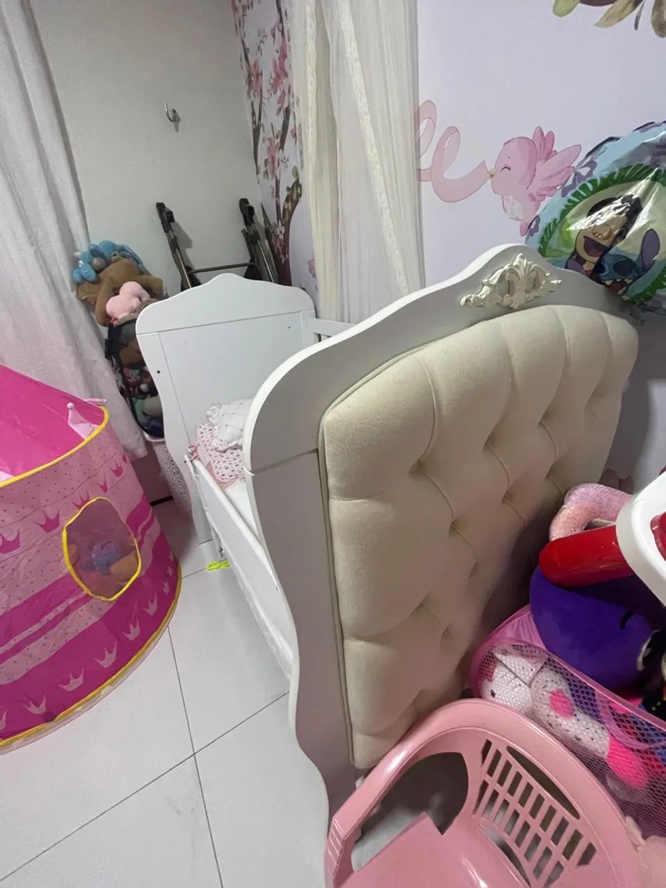 Berço Provençal Com Dois Capitonês Off White - Foto 5