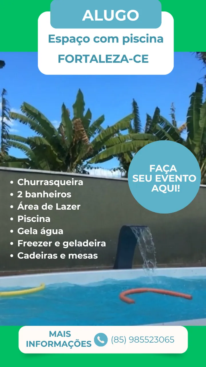 Alugo espaço com piscina para eventos em geral