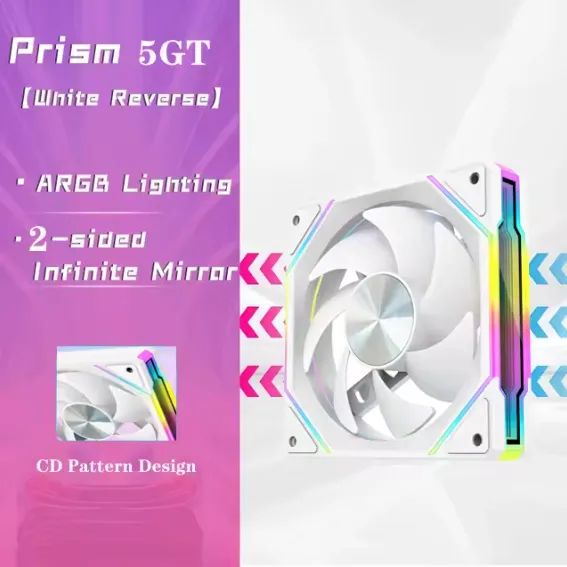 Kit 3 Ventoinhas NeedMax Ice Whale Prism 5GT Reverse, 120mm, ARGB, Branco, Estilo Lian Li - Foto 2