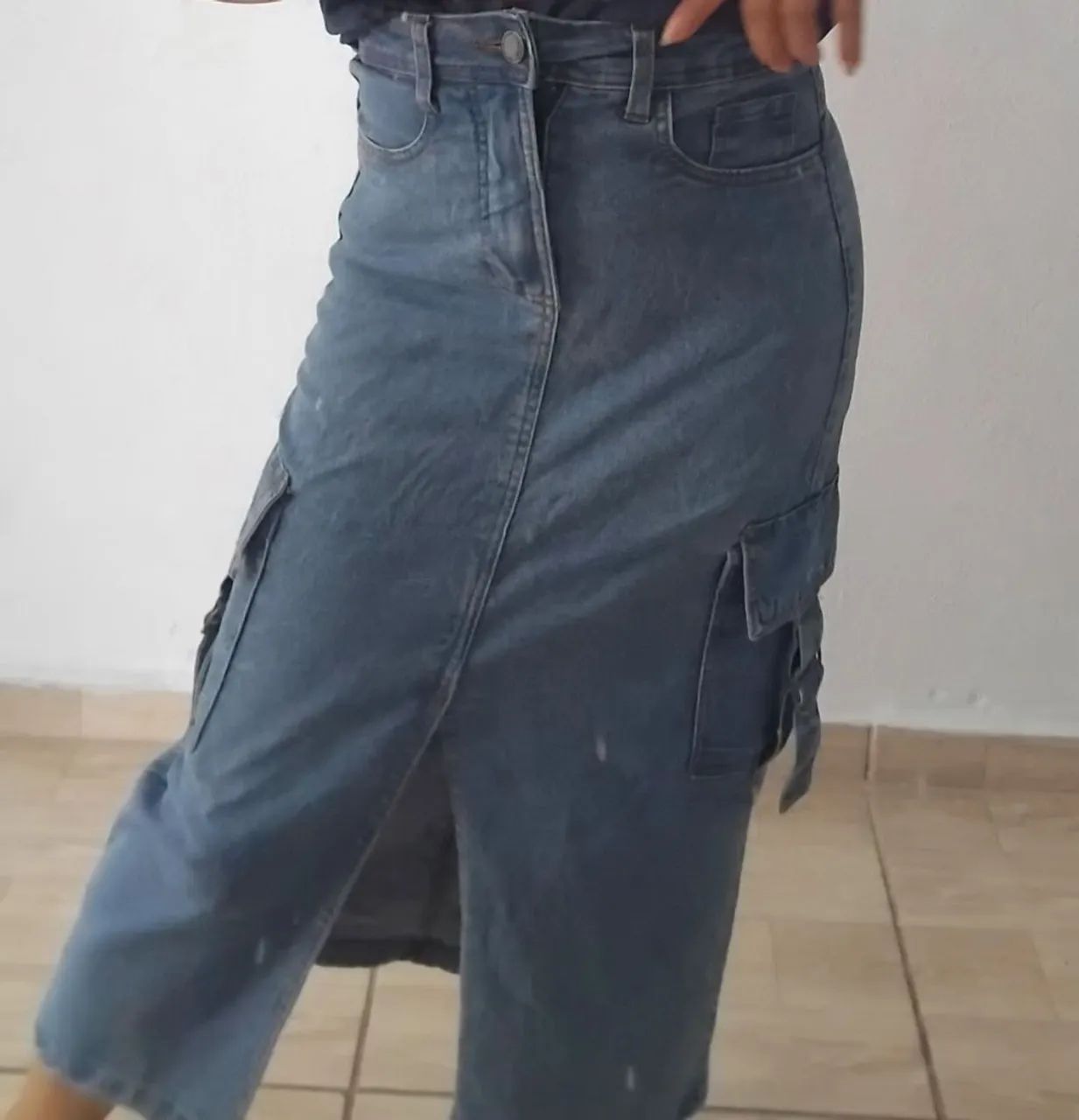 Saia jeans bolso cargo tm 38/40