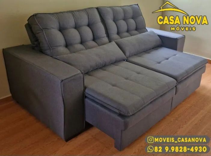 Sofá Retrátil e Reclinável 200cm no Linho  - Foto 3