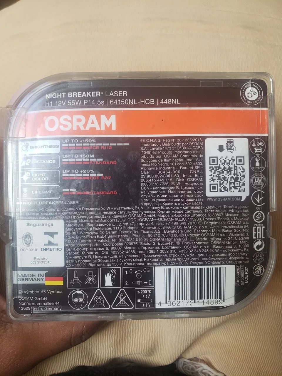 Lâmpadas de Farol H1 OSRAM Night Breaker Laser 12V 55W - Foto 2