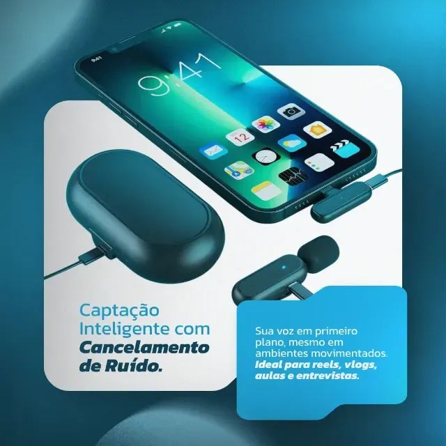 Microfone Sem Fio Profissional Lapela Duplo (Para Iphone)64352265319682124