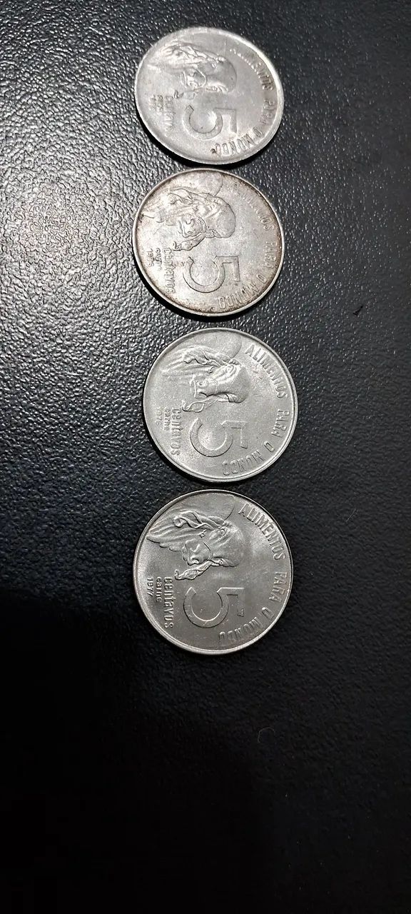 4 Moedas Antigas de 5 Centavos
