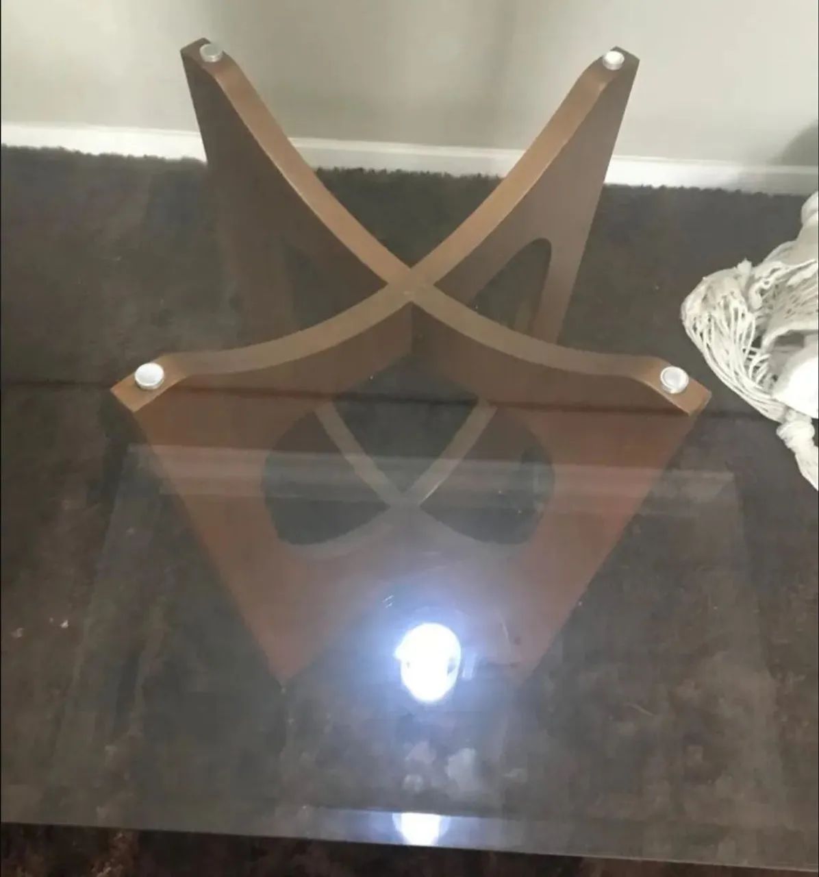 Mesa  Jantar  Clássica vidro temperado  e base de madeira  - Foto 4