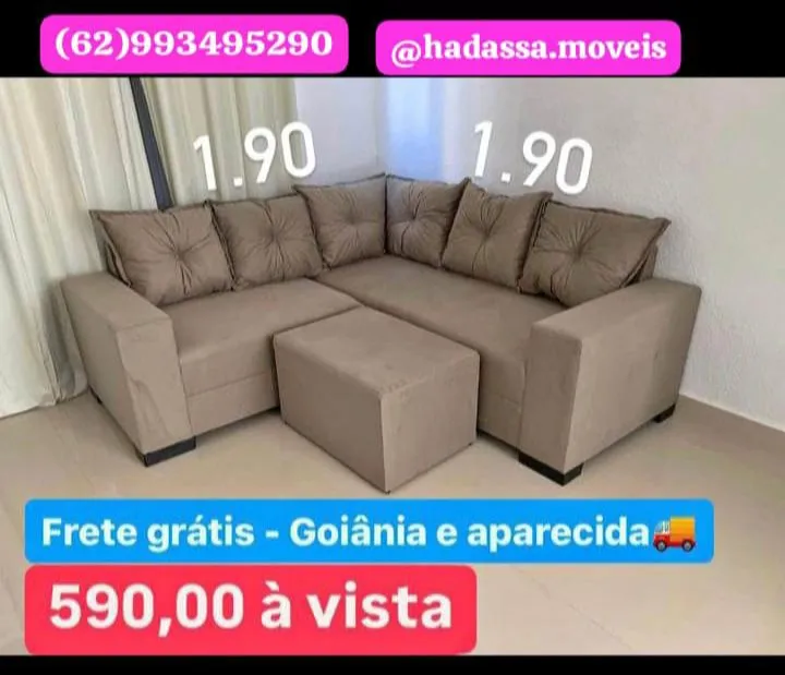 Sofá de Canto de 5 Lugares bege