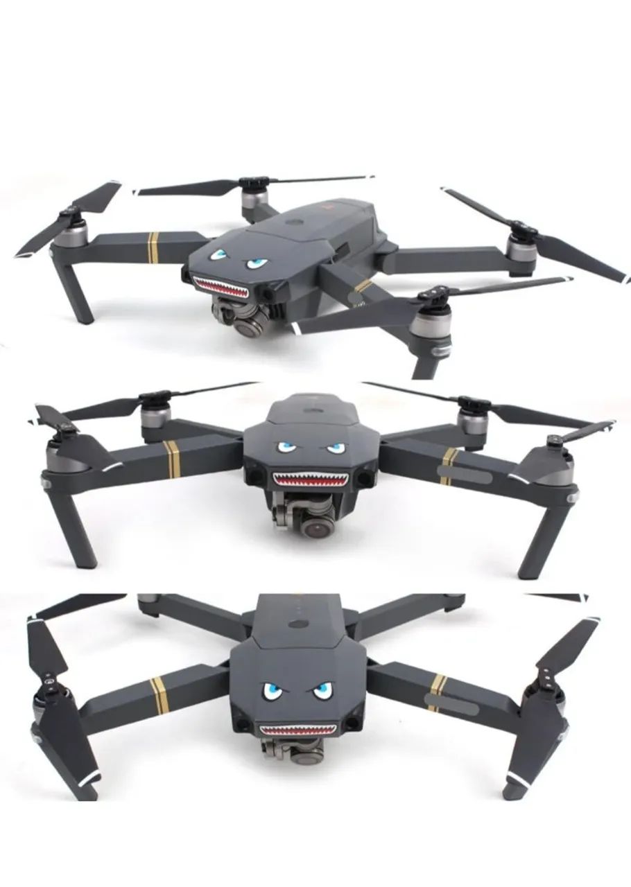  Par de adesivos adesivos de tubarão 3D para decoração de drone para DJI Mavic Pro<br> - Foto 5