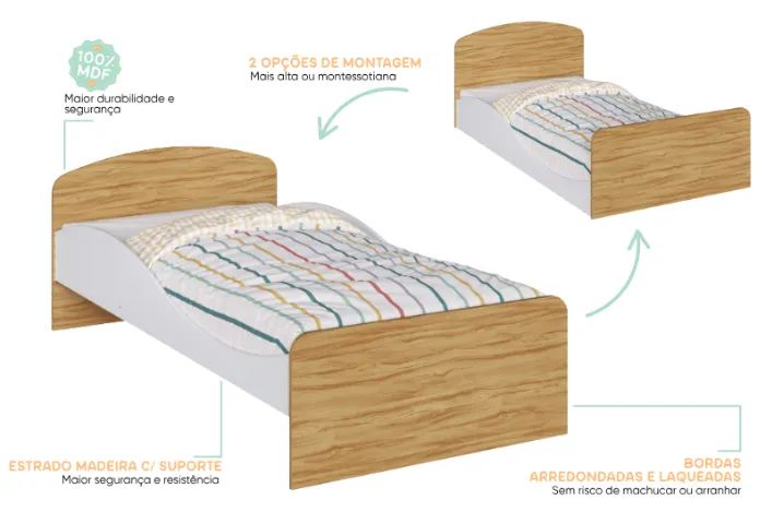Cama Infantil Lua Tamanho Solteiro em MDF (Nova) - Foto 5