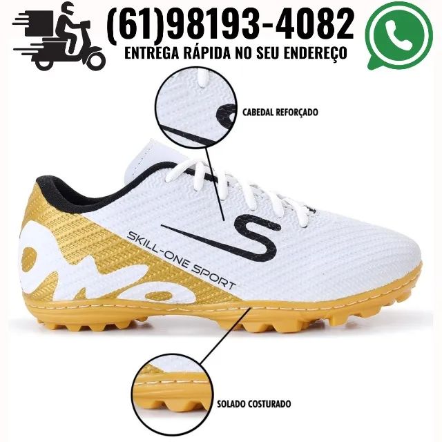 Chuteira Society costurada Futebol Whts: * (Novas) - Foto 3