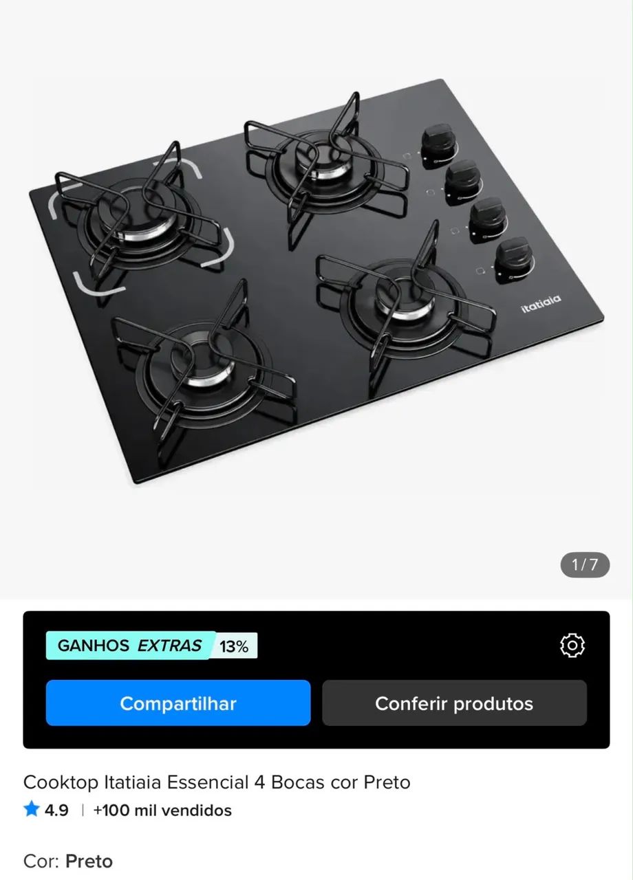 Cooktop - 4 bocas 
