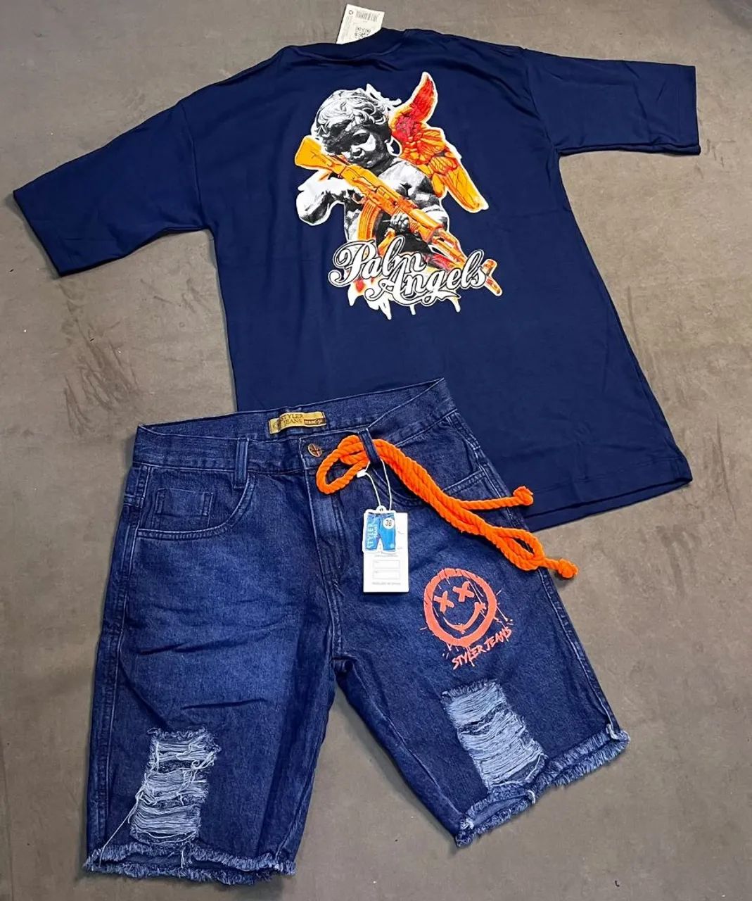 Kites de bermudas jeans e camisas de algodão modelos long - Foto 4