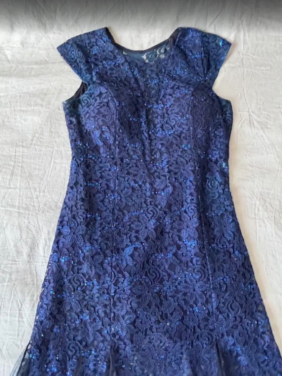 Vestido Azul de renda com brilho - Foto 3