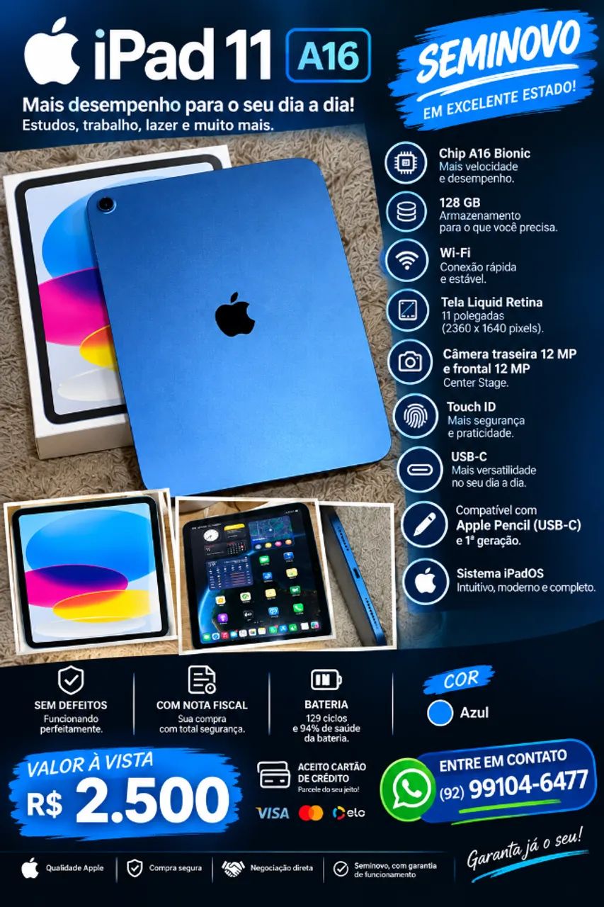 iPad A16 Wi-Fi azul