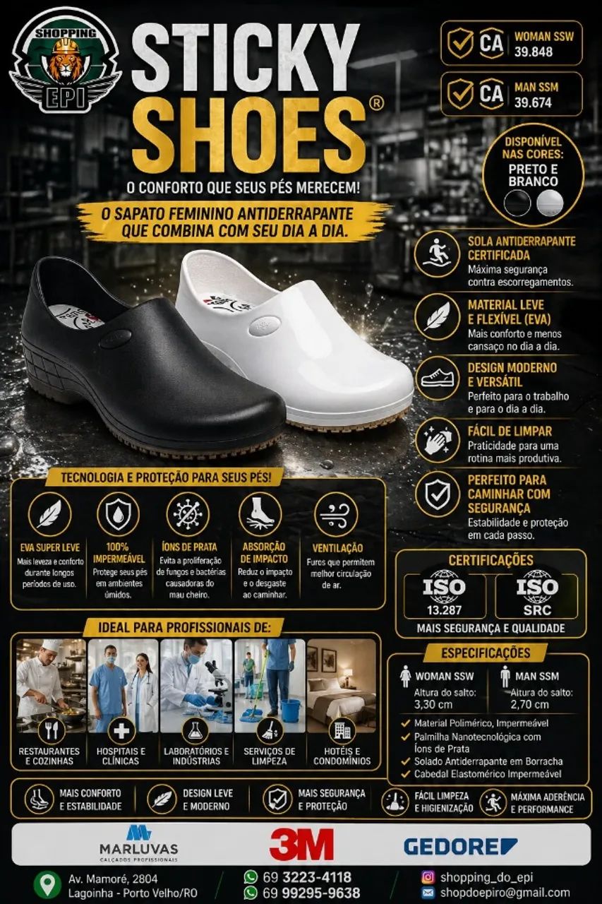 Sapato Ocupacional Antiderrapante Sticky Shoes CA 39.674