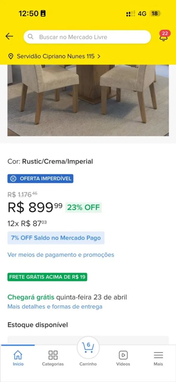Mesa 4 lugares com cadeiras acolchoadas  - Foto 3