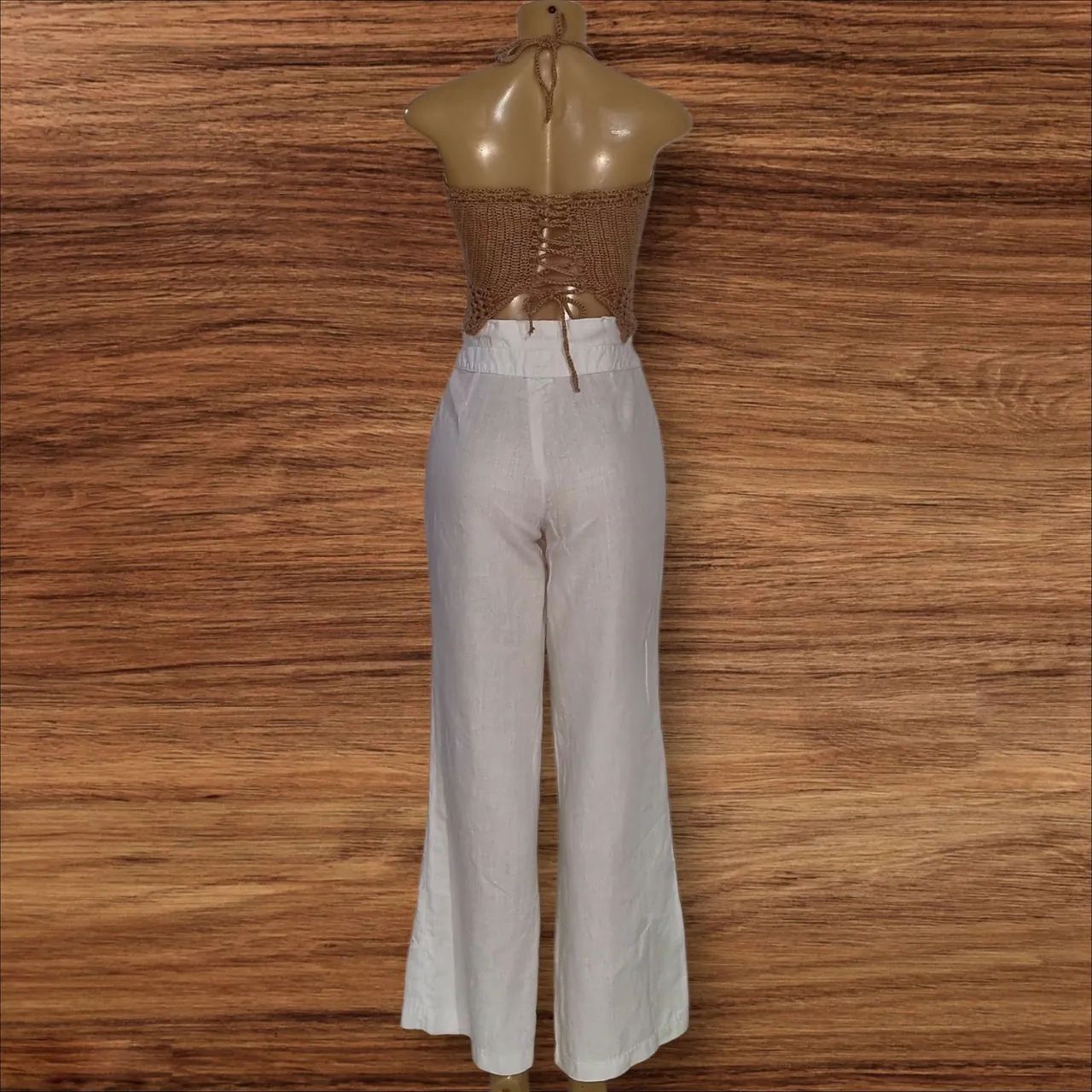 Conjunto praia top e calça  pantalona linho - Foto 4