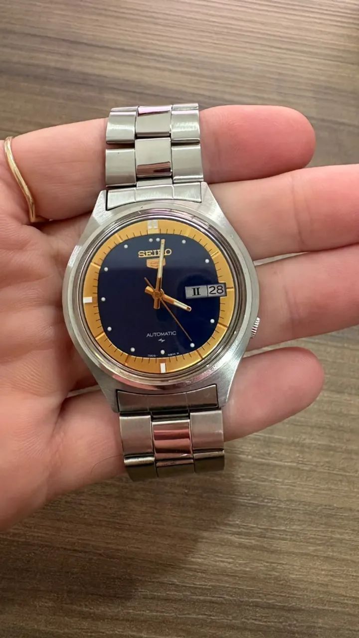 Relógio Seiko 5 Automático Vintage Azul 7009
