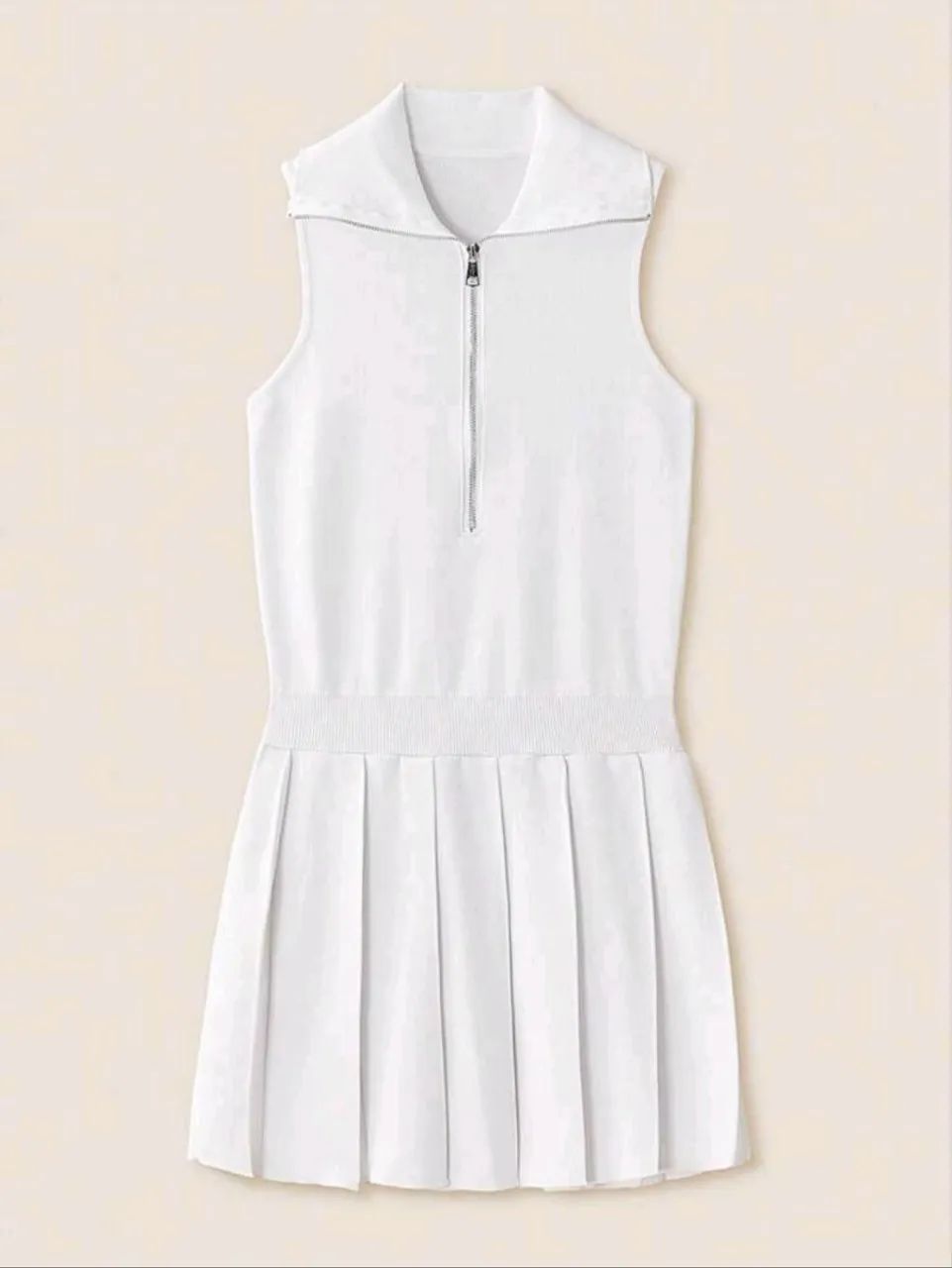 Vestido de Suéter com Zíper e Saia Plissada SHEIN