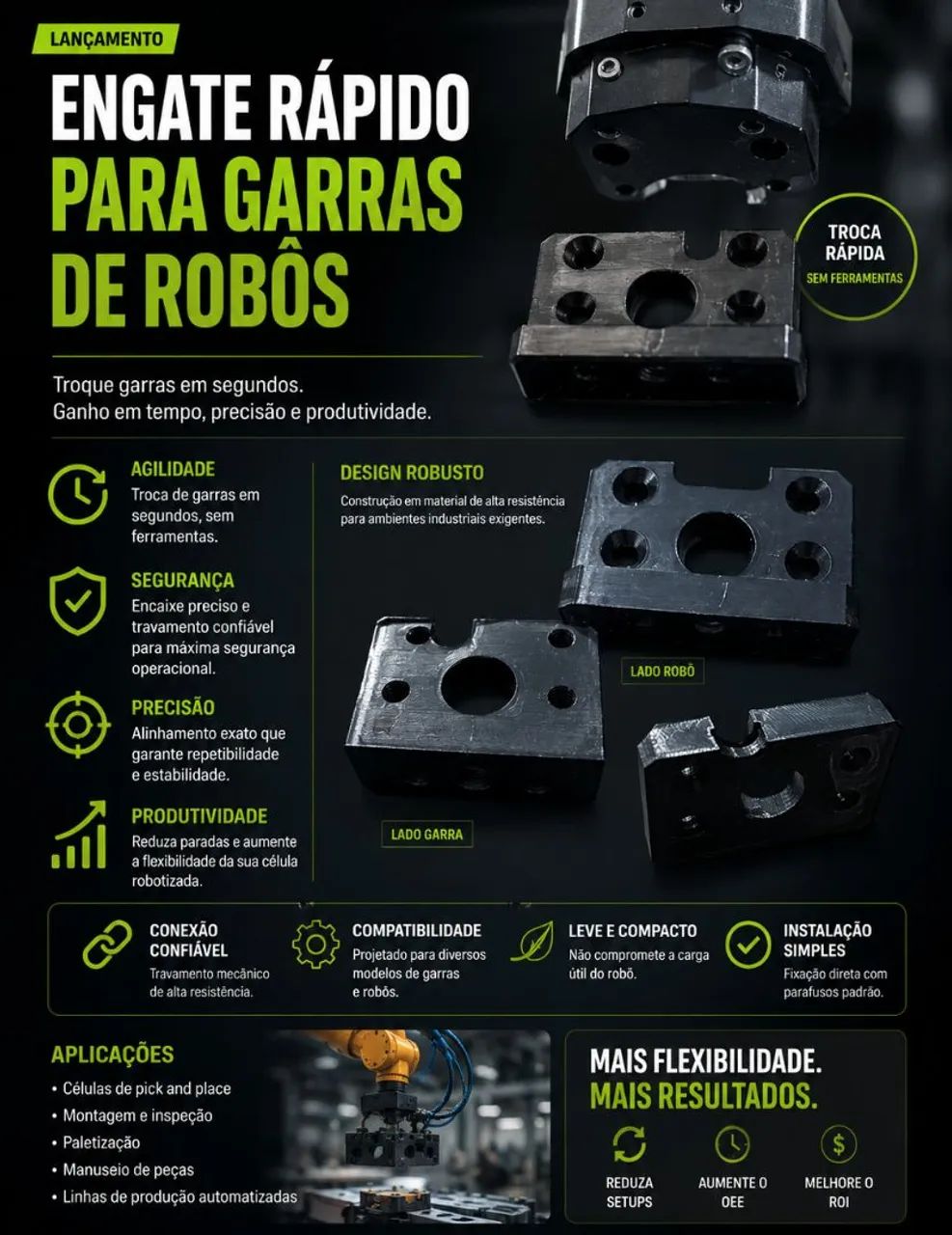 Engate rápido para garra de robô