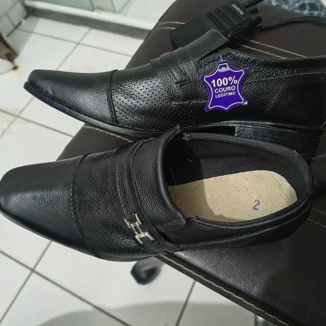 Sapato social preto couro 100 % legítimo  - Foto 3