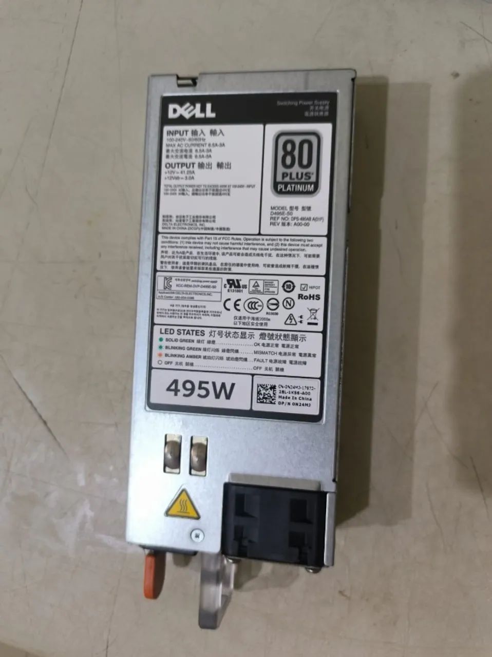 Fonte redundante 495W Dell para Servidor