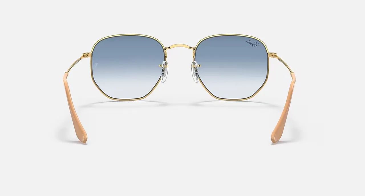 Óculos Ray-Ban Hexagonal Dourado Azul Degradê 54 Original Novo - Foto 3