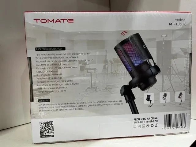 Microfone Gamer Rosa Condensador De Mesa Usb Luz Led Rgb Loja Coimbra Computadores Entrega - Foto 4