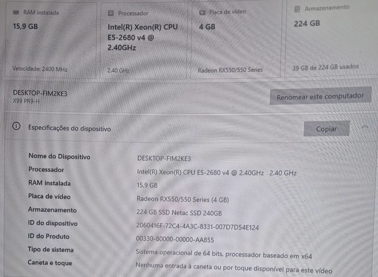 CPU Xeon 2680 V4 16GB(2x8GB) SSD 240GB - sem vídeo  - Foto 4