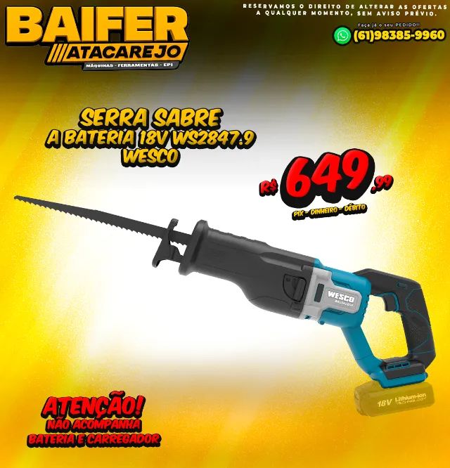 Serra Sabre A Bateria 18V WS2847.9 Wesco