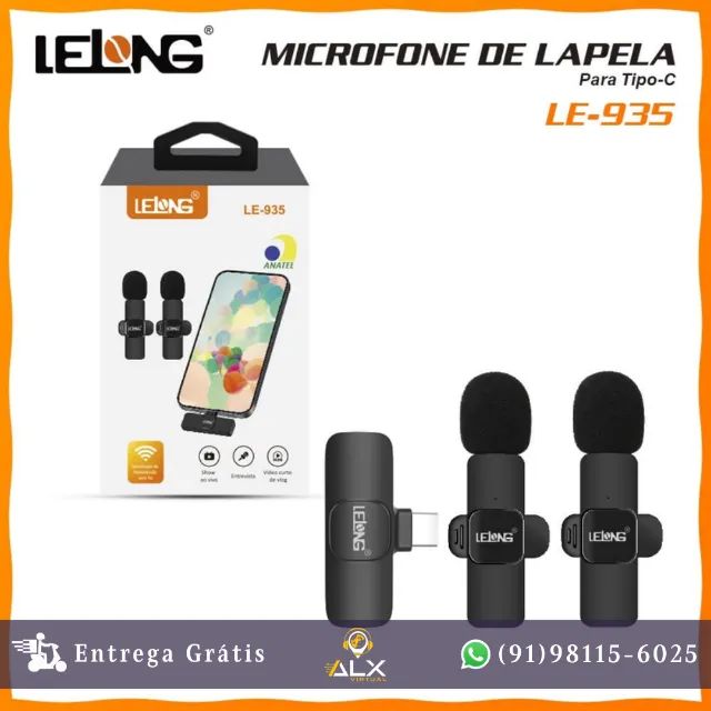 Microfone de Lapela S/ Fio Duplo Tipo-c Lelong Le-935 *ENTREGA GRÁTIS*