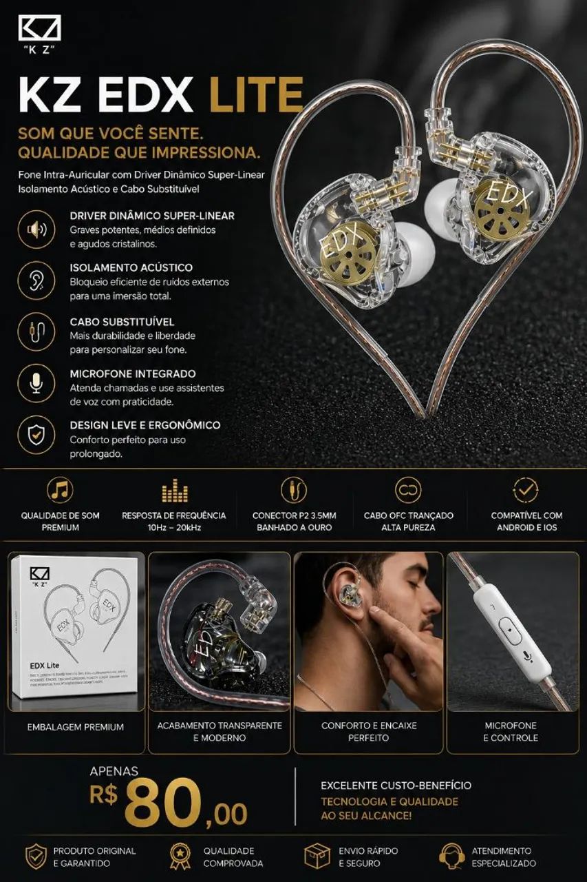 Fones de ouvido KZ EDX Lite - Foto 3