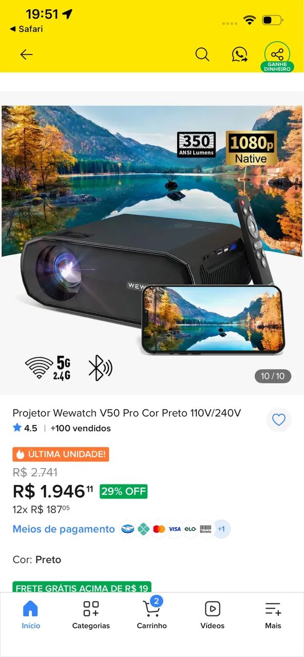 Projetor wewatch v50 pro - Foto 2