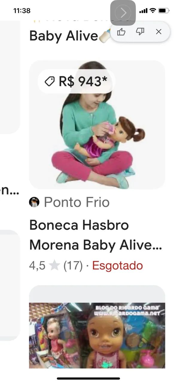 Bebê Alive comer e brincar