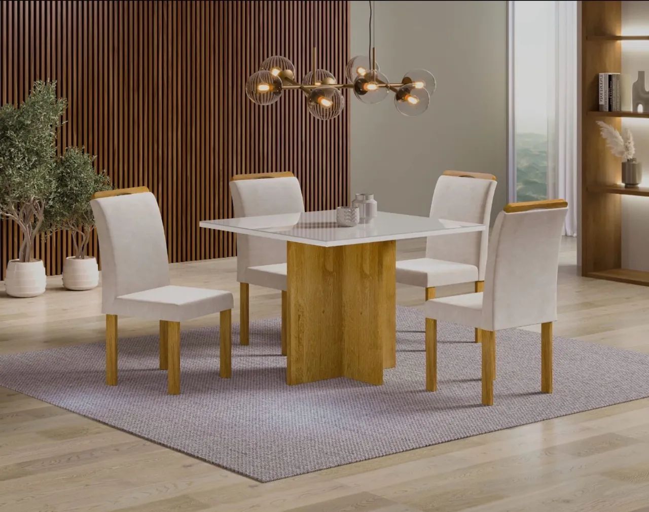 Mesa de Jantar Salinas com 04 Cadeiras - 100% MDF
