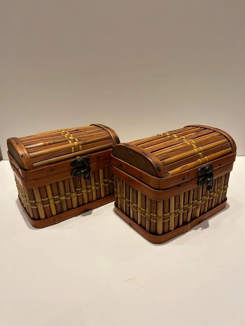 Conjunto mini baús em bambu e madeira - Foto 5