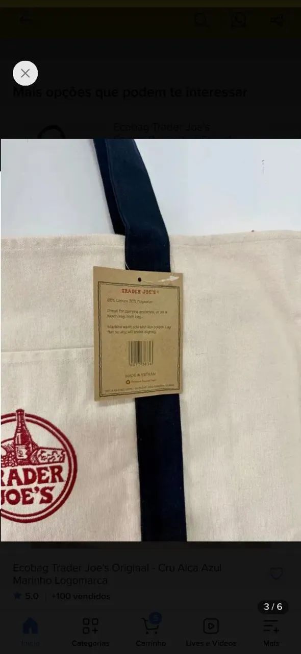 Bolsa original Trader Joe's nova - Foto 3