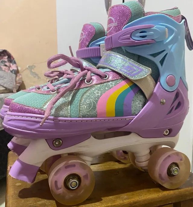 ? Patins BAMWEI Rainbow Ajustável + Capacete Grátis - Foto 2