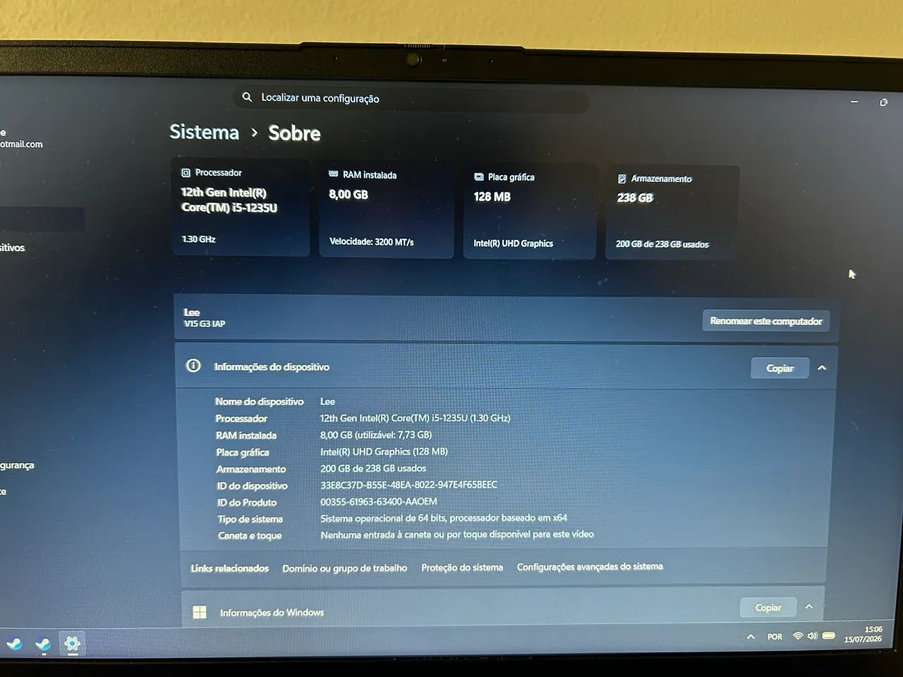 Notebook Lenovo v15 G3 IAP - Foto 3