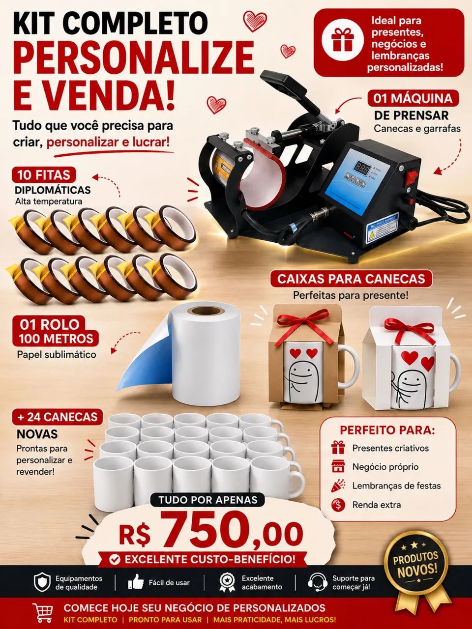Kit de sublimação para canecas