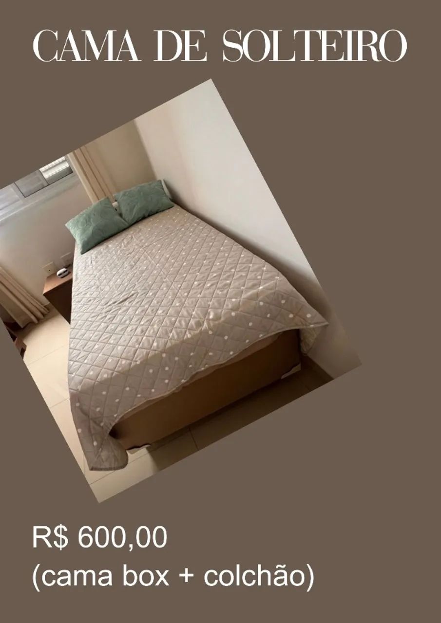 Cama box solteiro com colchão 
