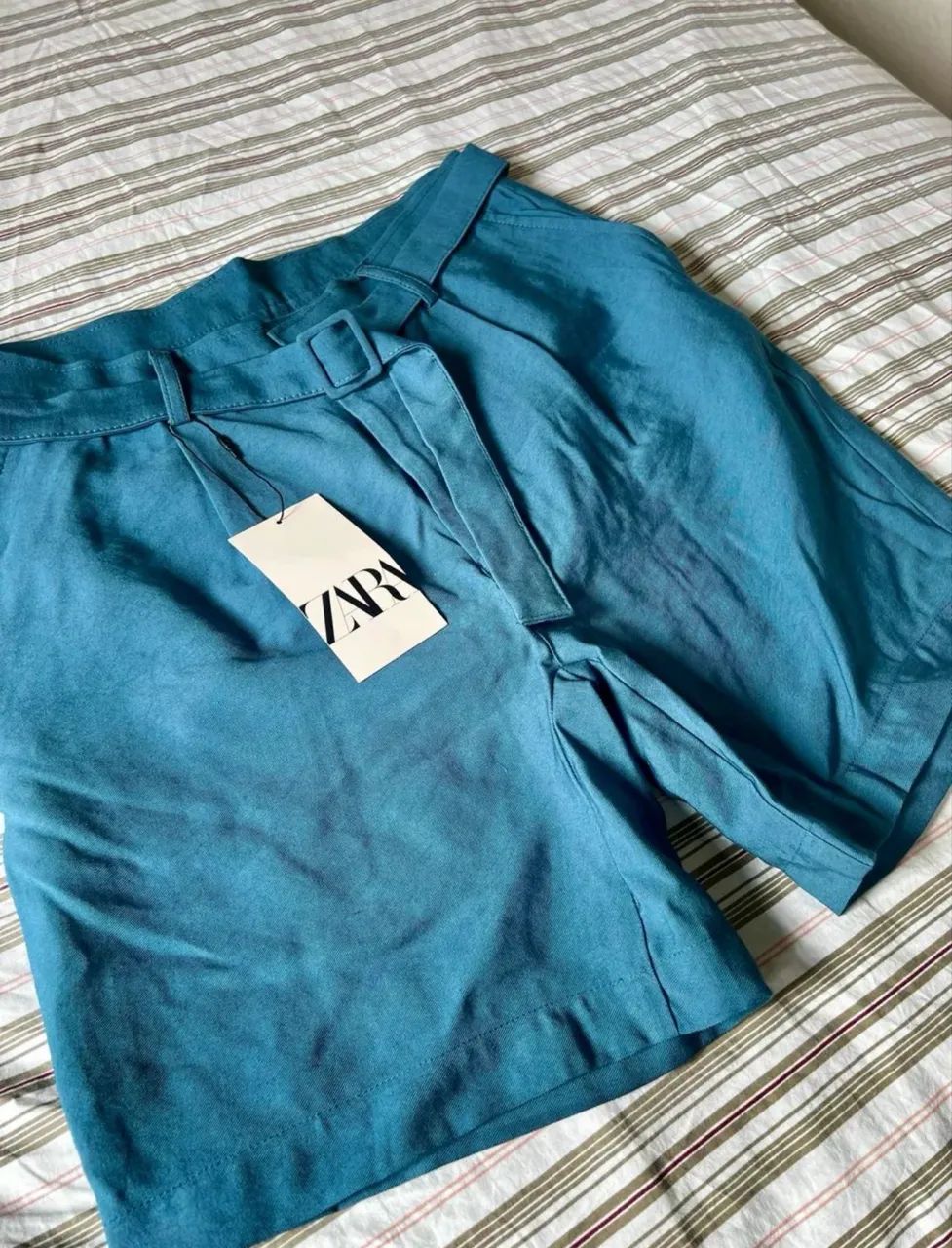 Bermuda Masculina Zara 38 Azul - Foto 5