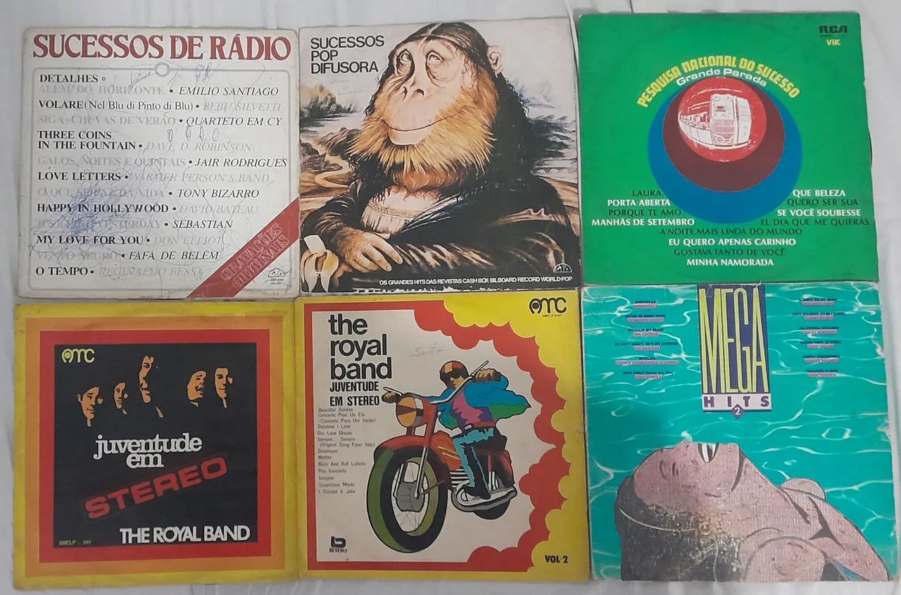 6 Discos Vinil Diversos Sucessos Difusora Rádio Pesquisa Sucesso Juventude em Sterei
