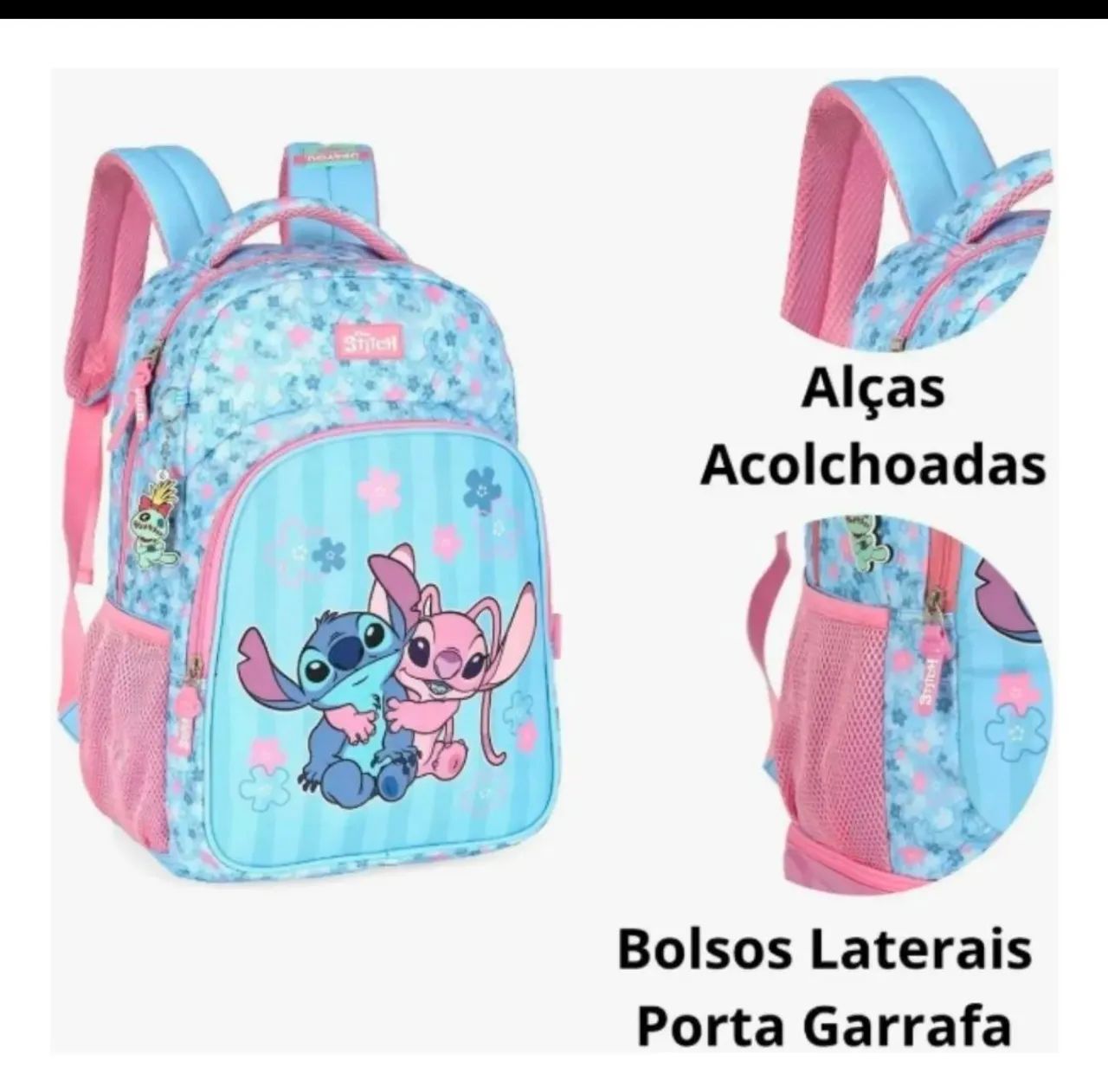 Mochila Escolar de Costas Stitch + Estojo Box Luxcel-Novo - Foto 5