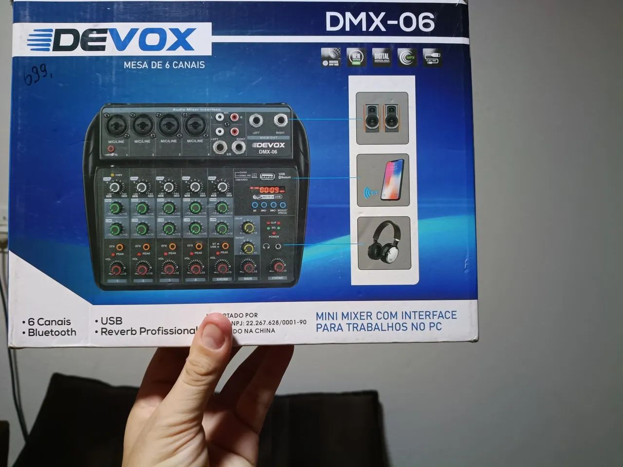 Mesa de Som Devox DMX-06 + Microfone LeSon + Cabos (Kit Completo) - Foto 4