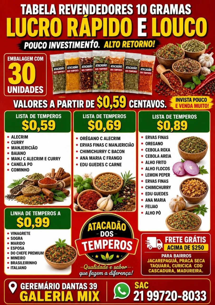 TEMPEROS PARA REVENDEDORES 