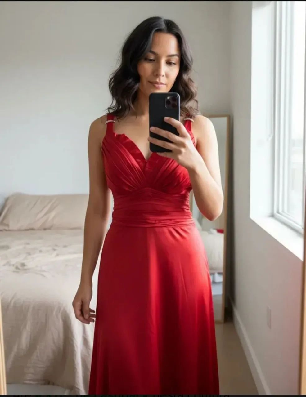 Vestido Vermelho Cetim